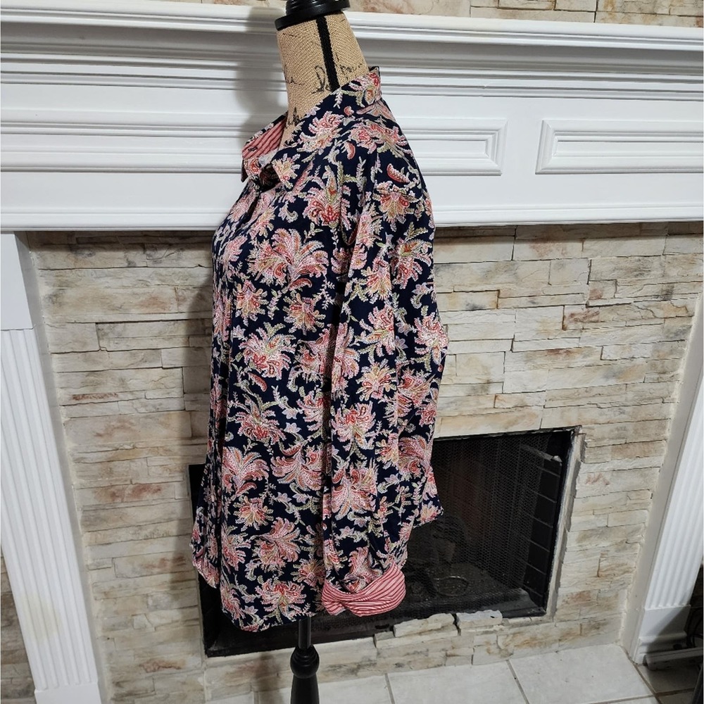 Chaps 100% cotton floral button down no iron shirt plus size 2X‎ - Picture 3 of 6